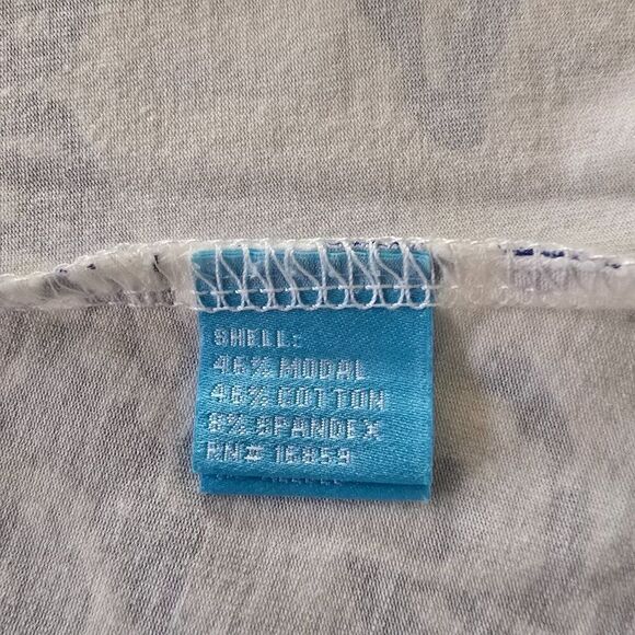 J McLaughlin Top Womens Sz XL Blue White Floral Short Sleeve Modal Stretch - Picture 6 of 7